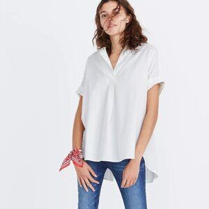 Madewell Courier Button-Back Shirt in Pure White XXS
